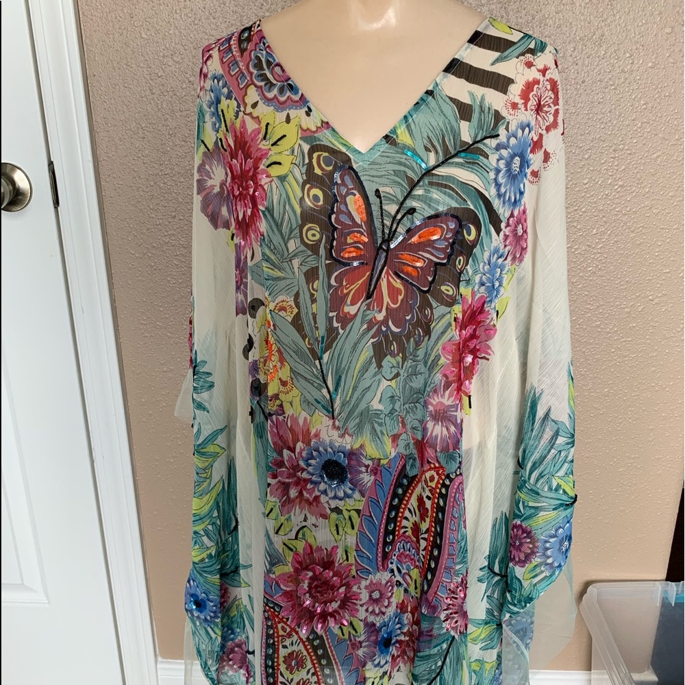 Silk Threads sheer bathing suit cover up Medium